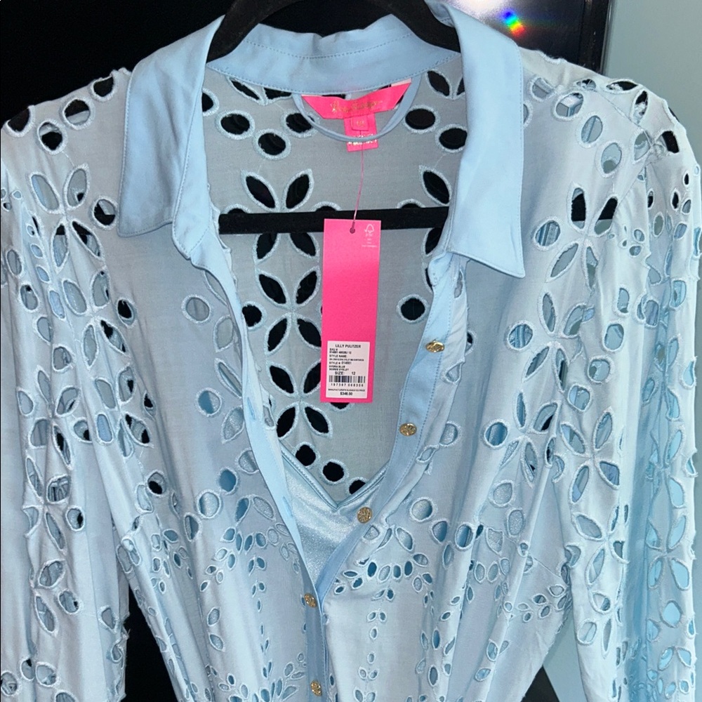 Lilly Pulitzer Light Blue Long Sleeve Eyelet Dress